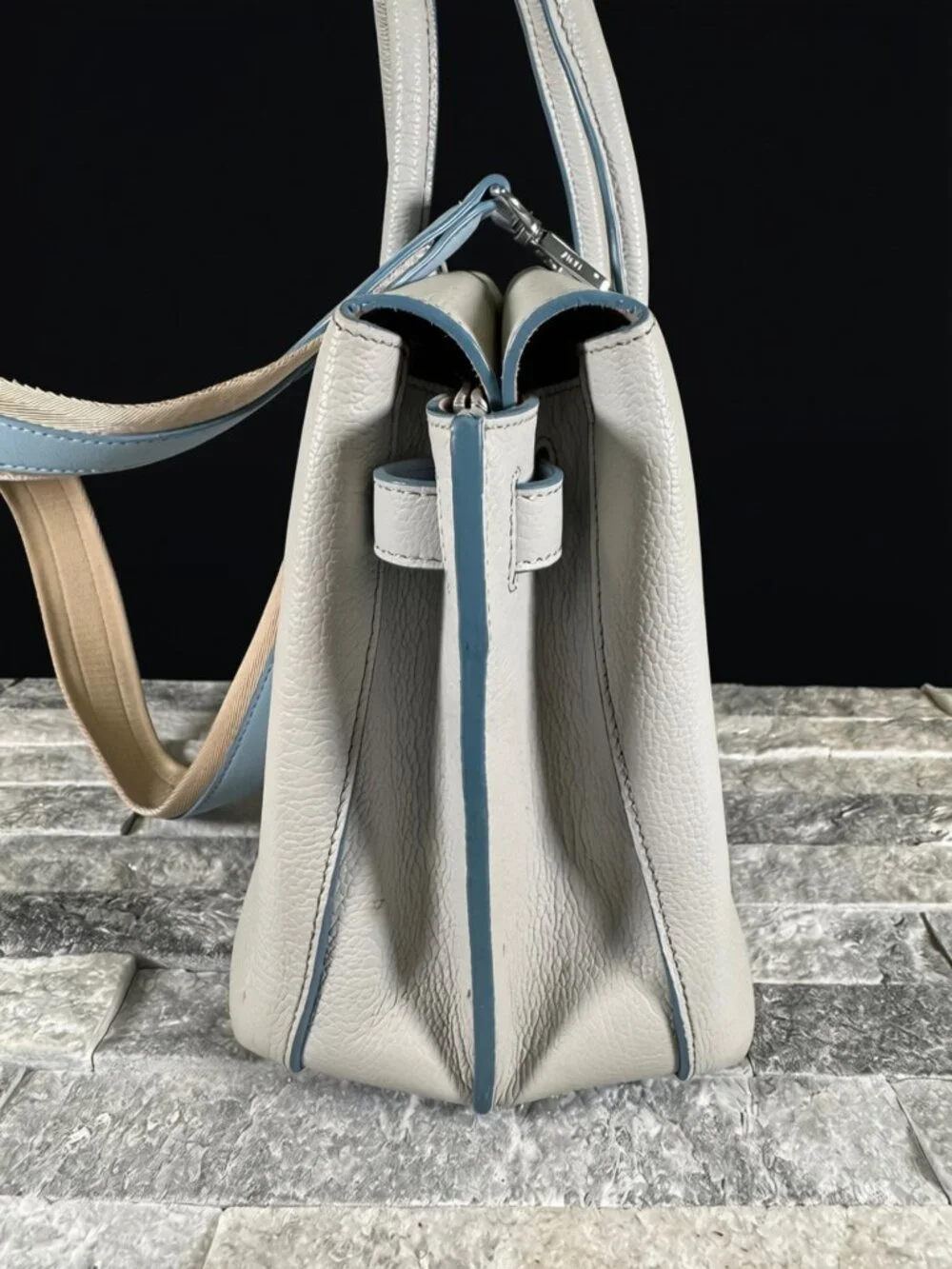 Mcm Blue Leather Medium Milla Tote